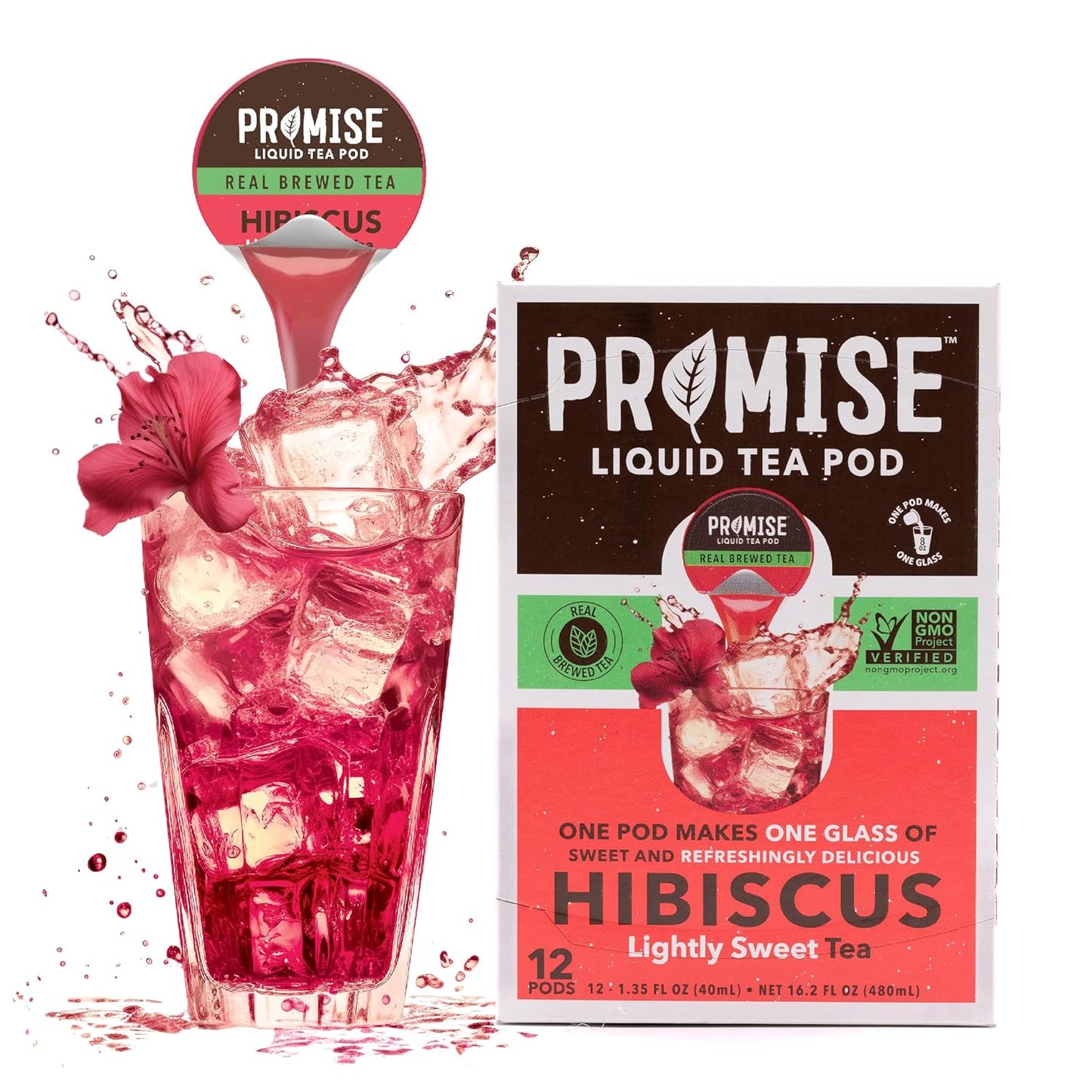 Promise Tea by Java House - Cold-Brewed Tea Concentrate Pods - Ethically Sourced - Hibiscus Lightly Sweet Tea - Pack of 12