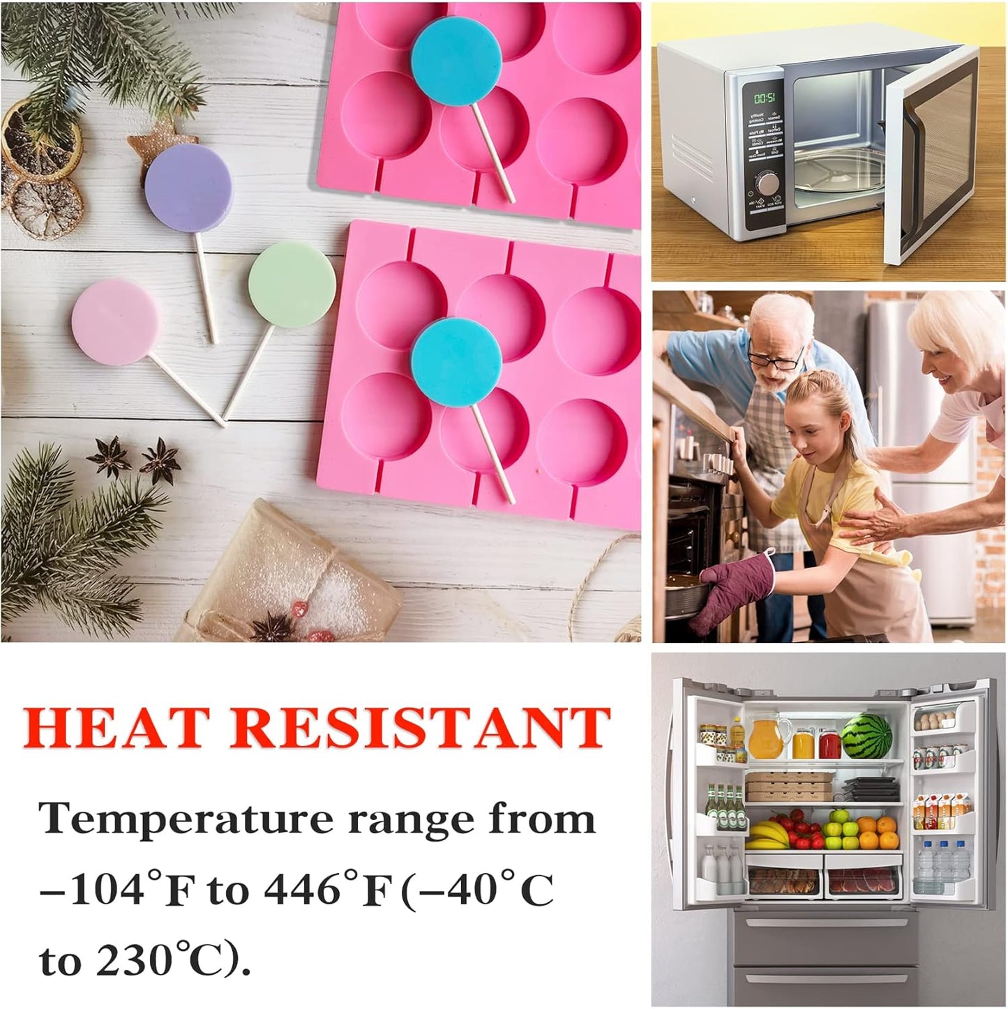 Silicone Lollipop Molds Candy Molds Silicone Sucker Molds Hard Candy Mold & 2x8 Rounds Nonstick Lollipop Mold With 20 Sticks for Candies,Bread,Jellies,Chocolate,Etc