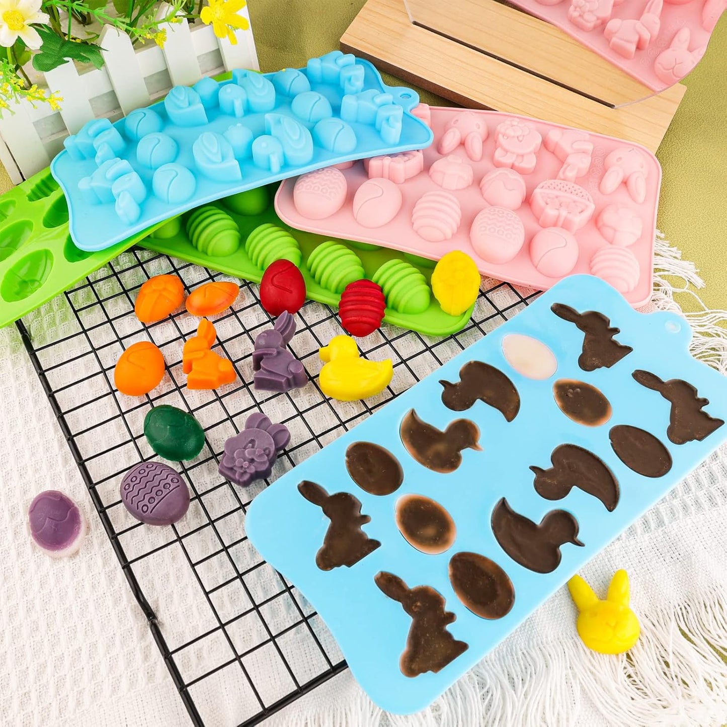 Easter Egg Silicone Mold for Chocolate 5 Packs Egg Shaped Mold Baking Pan for Easter Party Hot Chocolate Bombs Fondant Candy Jelly Dome Mousse Cake Topper Making