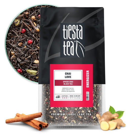 Tiesta Tea - Chai Love, Loose Leaf, Spiced Chai Black Tea, Premium High Caffeinated Blend, Make Hot or Iced & Brews Up to 200 Cups, 16 Ounce Resealable Bulk Pouch