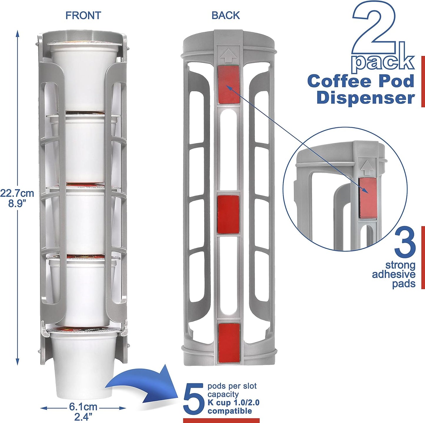 STORAGENIE Coffee Pod Holder Side Mount K Cup Pods Dispenser compatible with Keurig Coffee Makers, Perfect for Small Counters