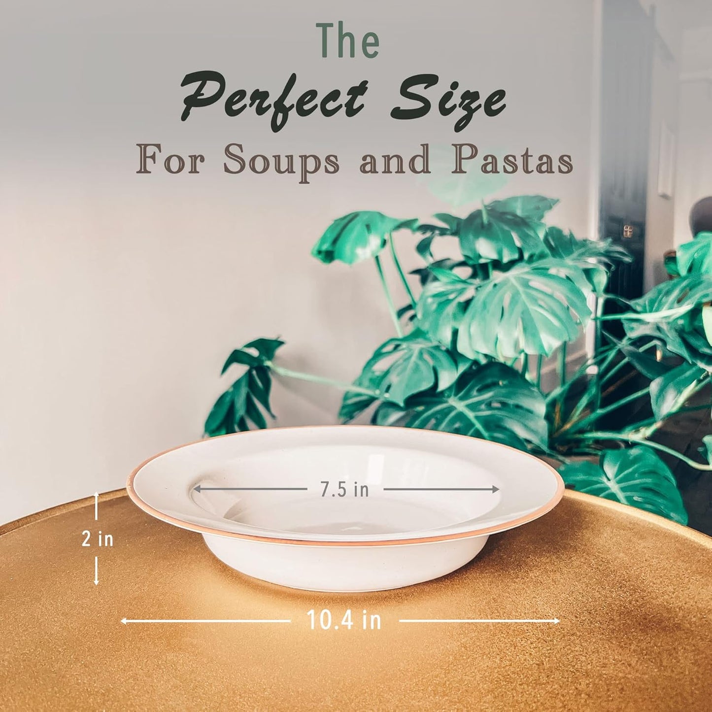 Mora Ceramic Wide Rimmed Soup Bowl 25oz, Set of 4 - For Pasta, Italian, Spaghetti, Dipping Bread, Fancy Dinner etc. Large Plate/Bowls Hybrid For Everyday & Restaurant Use, Large Flat Rim - Vanilla