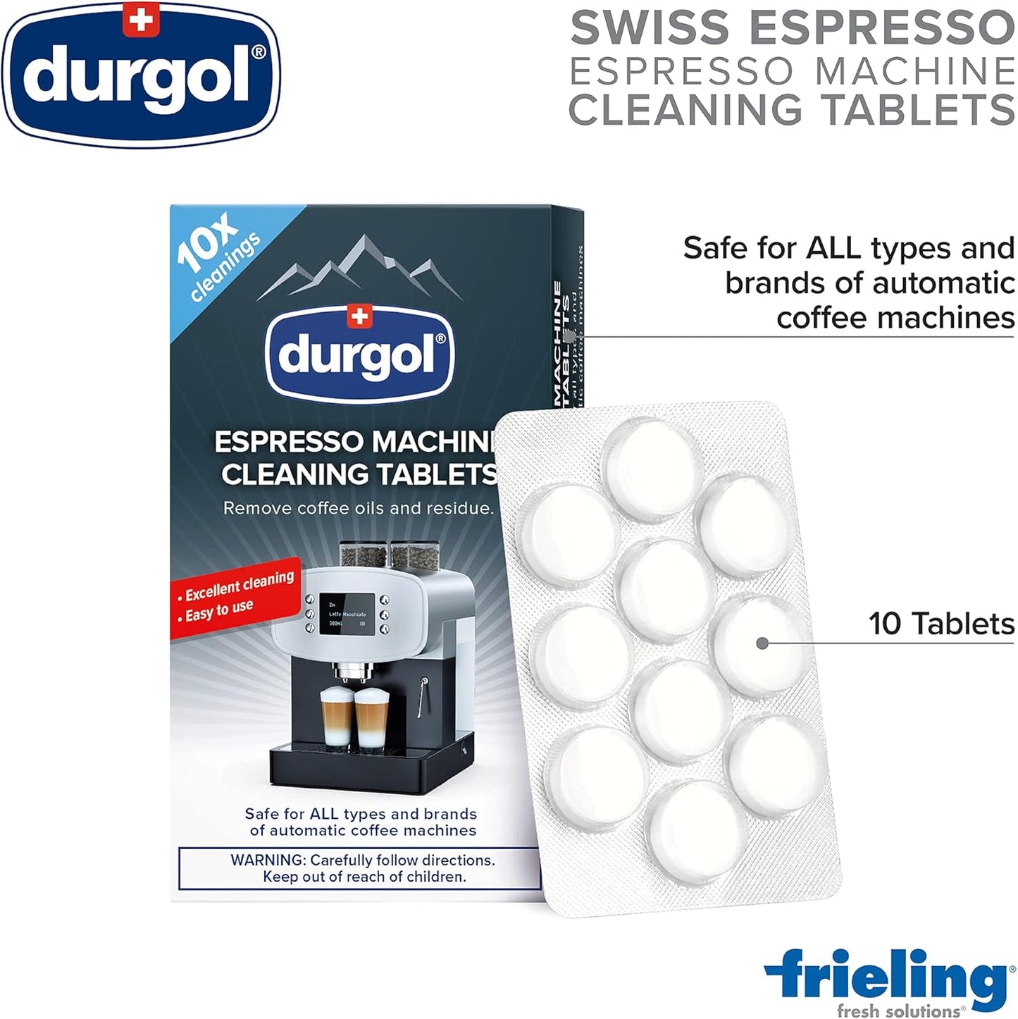 Durgol Espresso Machine and Coffee Maker Cleaning Tablets, 10 count (Pack of 2)