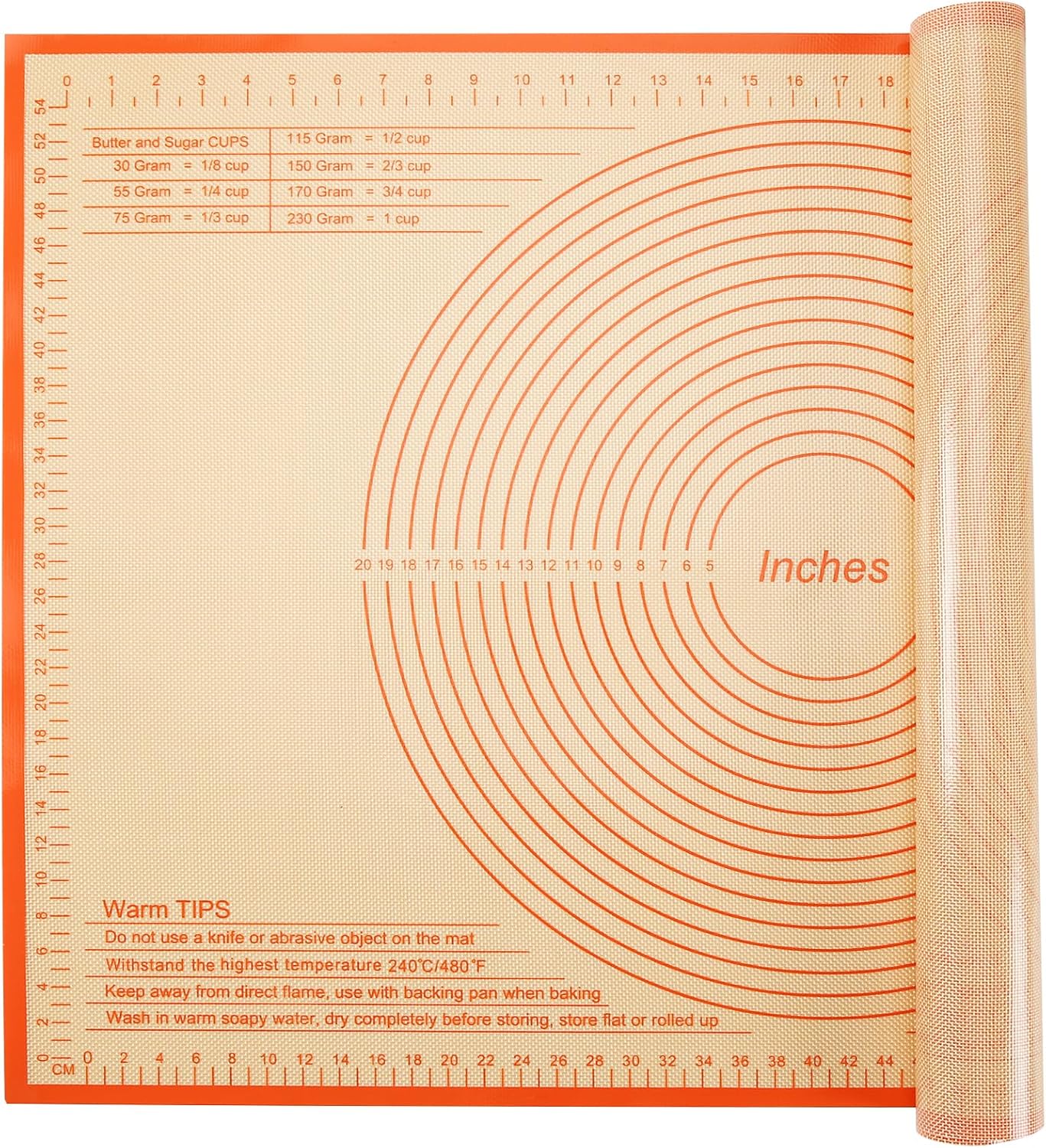 Silicone Pastry Mat 36x24 Inch - Nonstick Baking Mat Perfect for Dough, Pastry, Pie Crust, Fondant, Pasta/Pizza