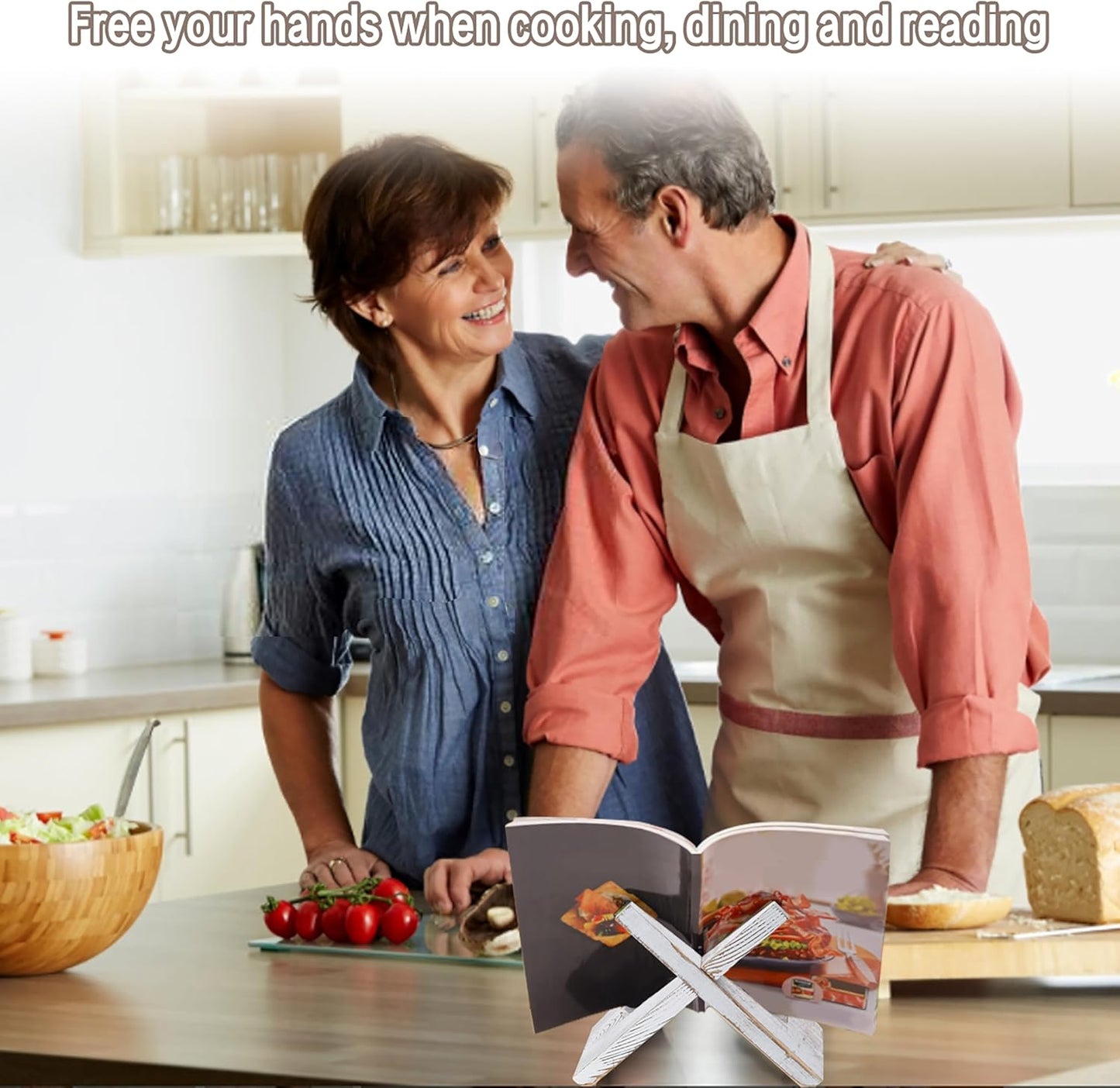 Plate Stand for Display, 6.5 Inch Picture Frame Holder Wooden, for Cook Book Decorative TableTop Art Easels Platter (White)