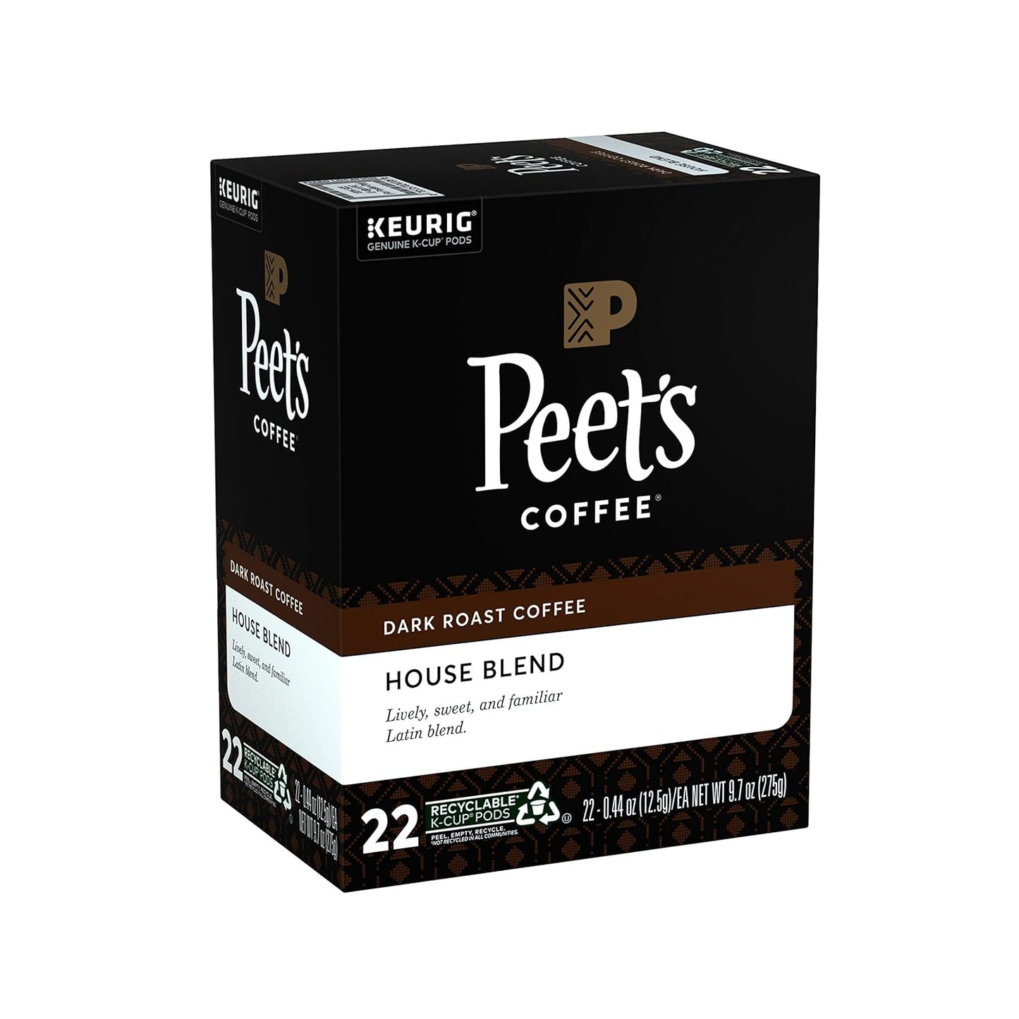 Peet's Coffee House Blend, Dark Roast, K-Cup Coffee Pods for Keurig Coffee Maker, 22 Count (Pack of 1)