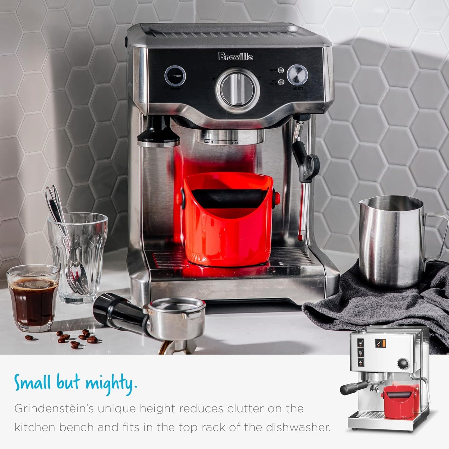 Dreamfarm Big Grindenstèin Sturdy, Compact, Modern Space-Saving Espresso Coffee Grind Knock Box -Black