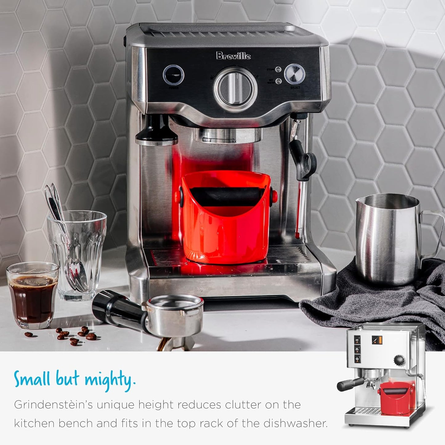 Dreamfarm Grindenstèin Sturdy, Compact, Modern Space-Saving Espresso Coffee Grind Knock Box - Black