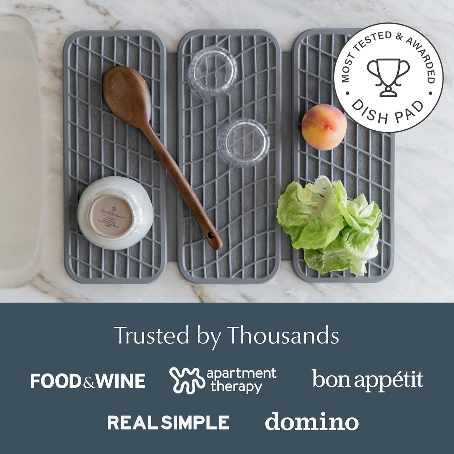 Dorai Home Dish Pad – Quick-Dry Diatomite Stone Drying Mat for Kitchen Counter, 19.9" x 15.2" x 0.52", Slate