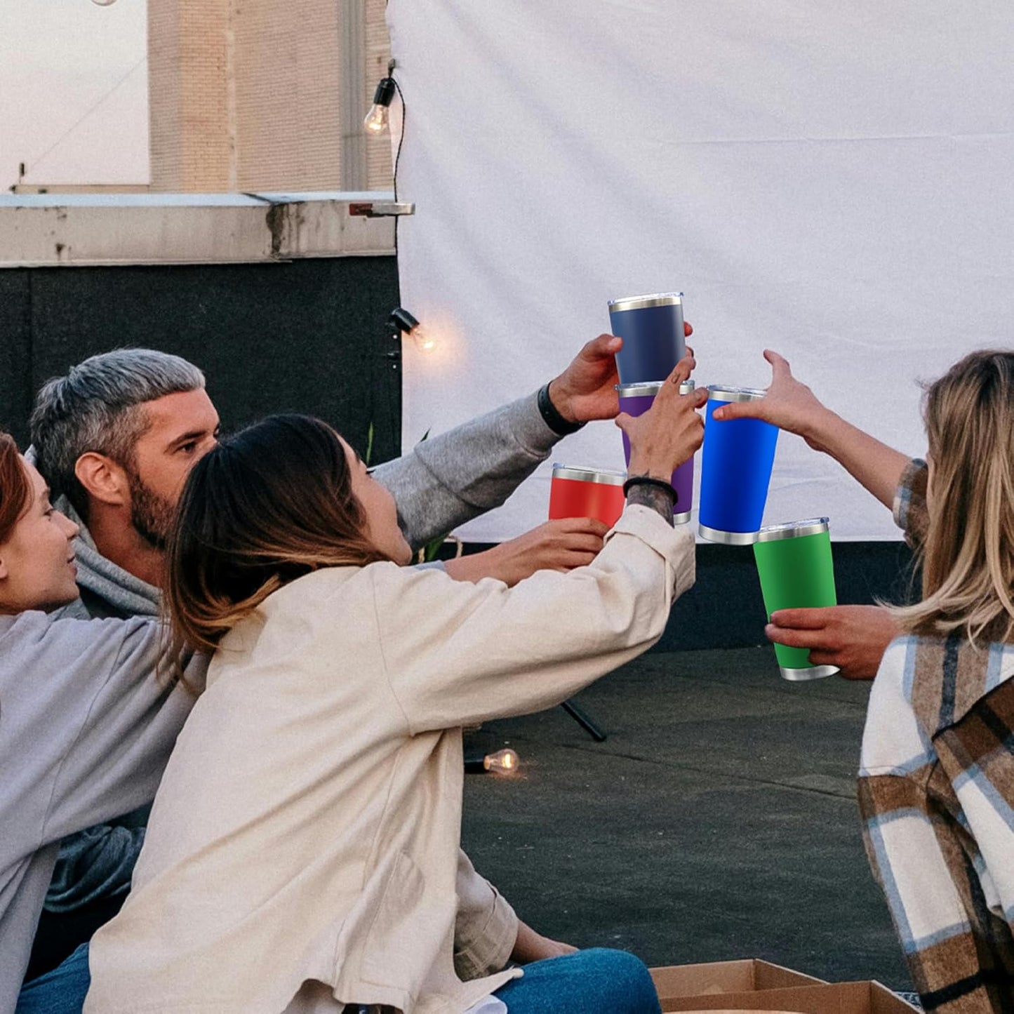 20oz Tumbler Bulk Stainless Steel Tumblers with Lid Vacuum Insulated Double Wall Travel Coffee Mug Powder Coated Tumbler Cup for Hot and Cold Drinks(Navy Blue, 12 pack)