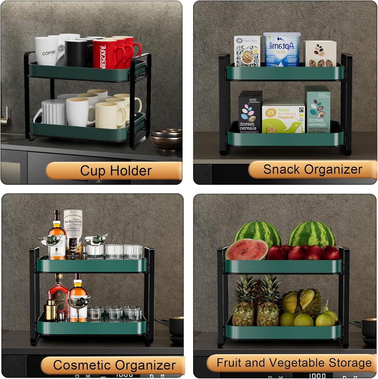 2-Tier Cup Drying Rack & Coffee Bar Accessories With Tray - Mug Holder for Countertop, Baby Bottle Organizer, Sippy Cup Storage, Tea & Glass Organizer