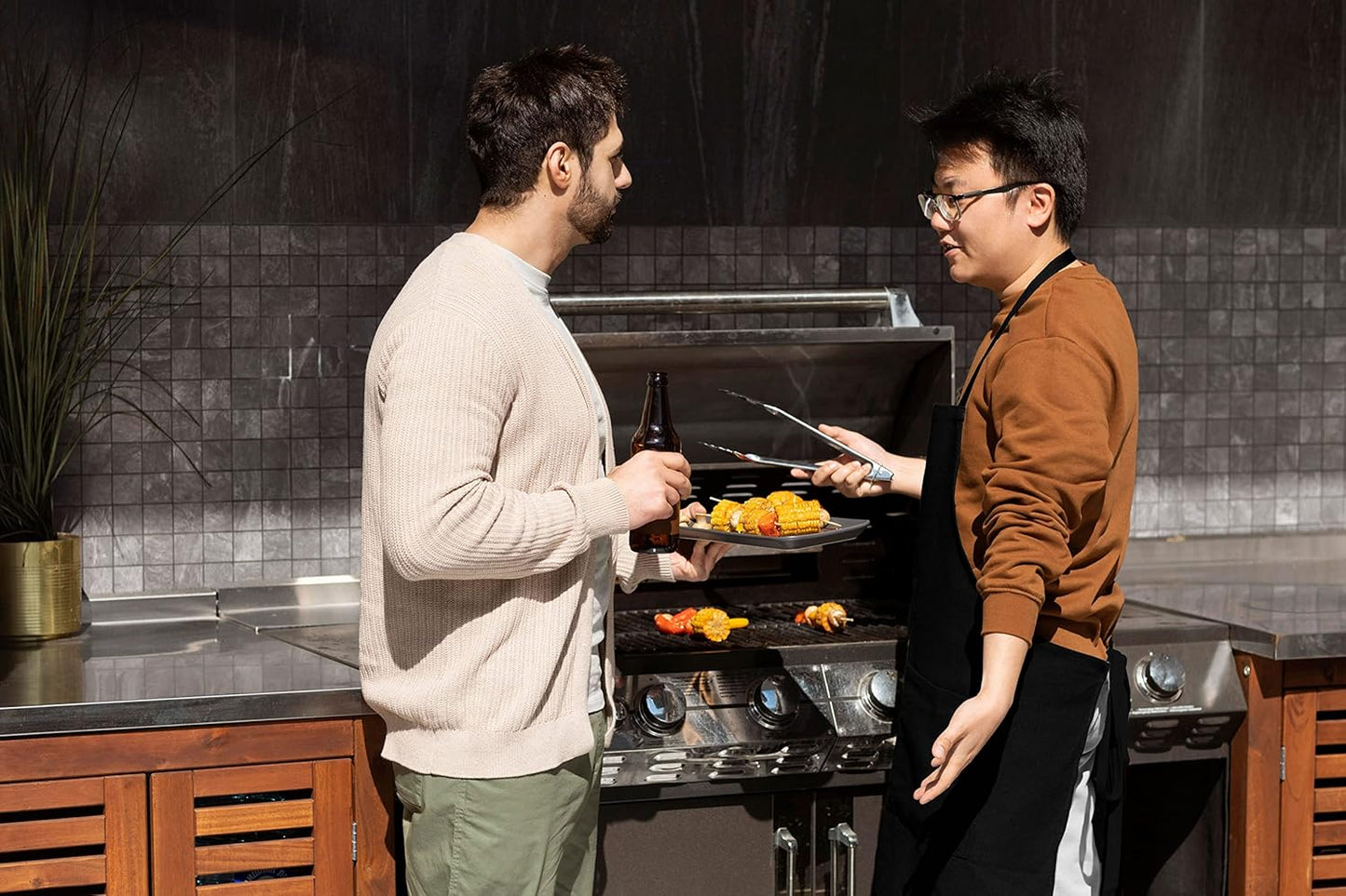 lepni.me Chefs Aprons | Cooking Baking Grilling for Home Restaurant | Premium Kitchen Aprons with Double Pocket for Men Women