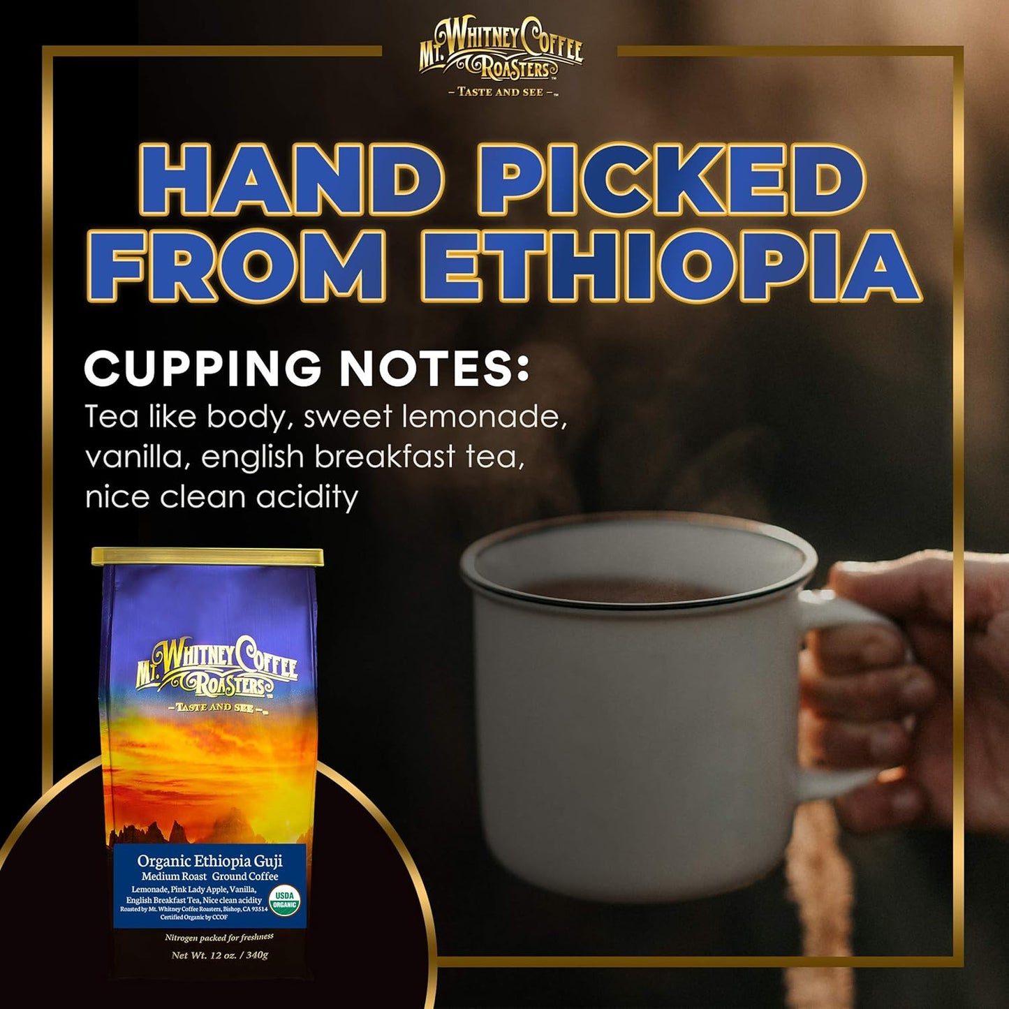 Mt. Whitney Organic Ethiopia Guji Coffee (Ground, 12 Oz)