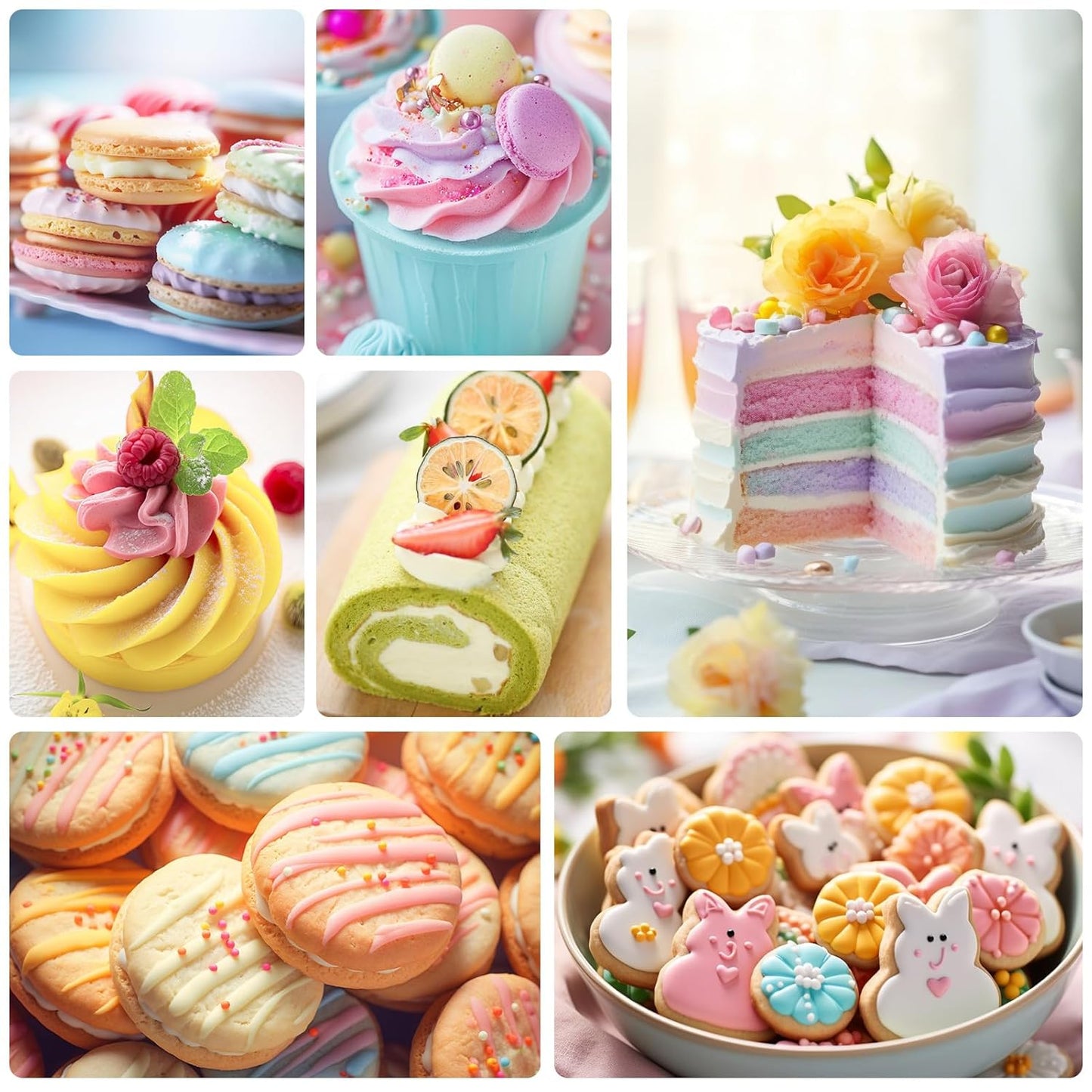 Food Coloring for Cake Decorating Macaron Edible Food Dye for Baking Royal Icing Cookie Supplies Gluten Free 7x12ml Food Grade Liquid Food Color Kits, 0.4 Fl. Oz/Bottles