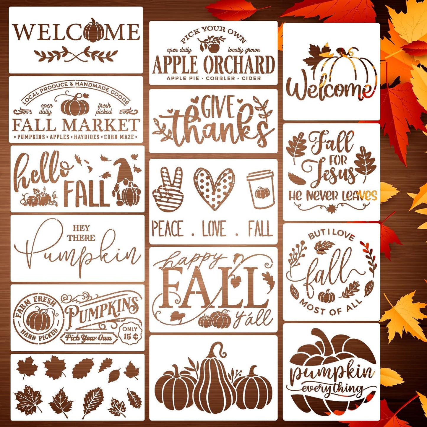 Fall Stencils for Painting on Wood Pumpkin Stencil Thanksgiving Stencils for Door Mats Porch Hanger Fabrics Decor
