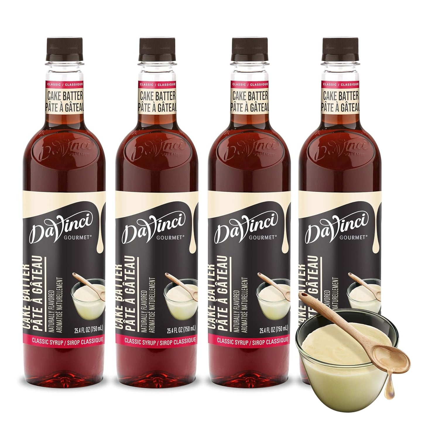 DaVinci Gourmet Classic Cake Batter Syrup, 25.4 Fluid Ounces (Pack of 4)