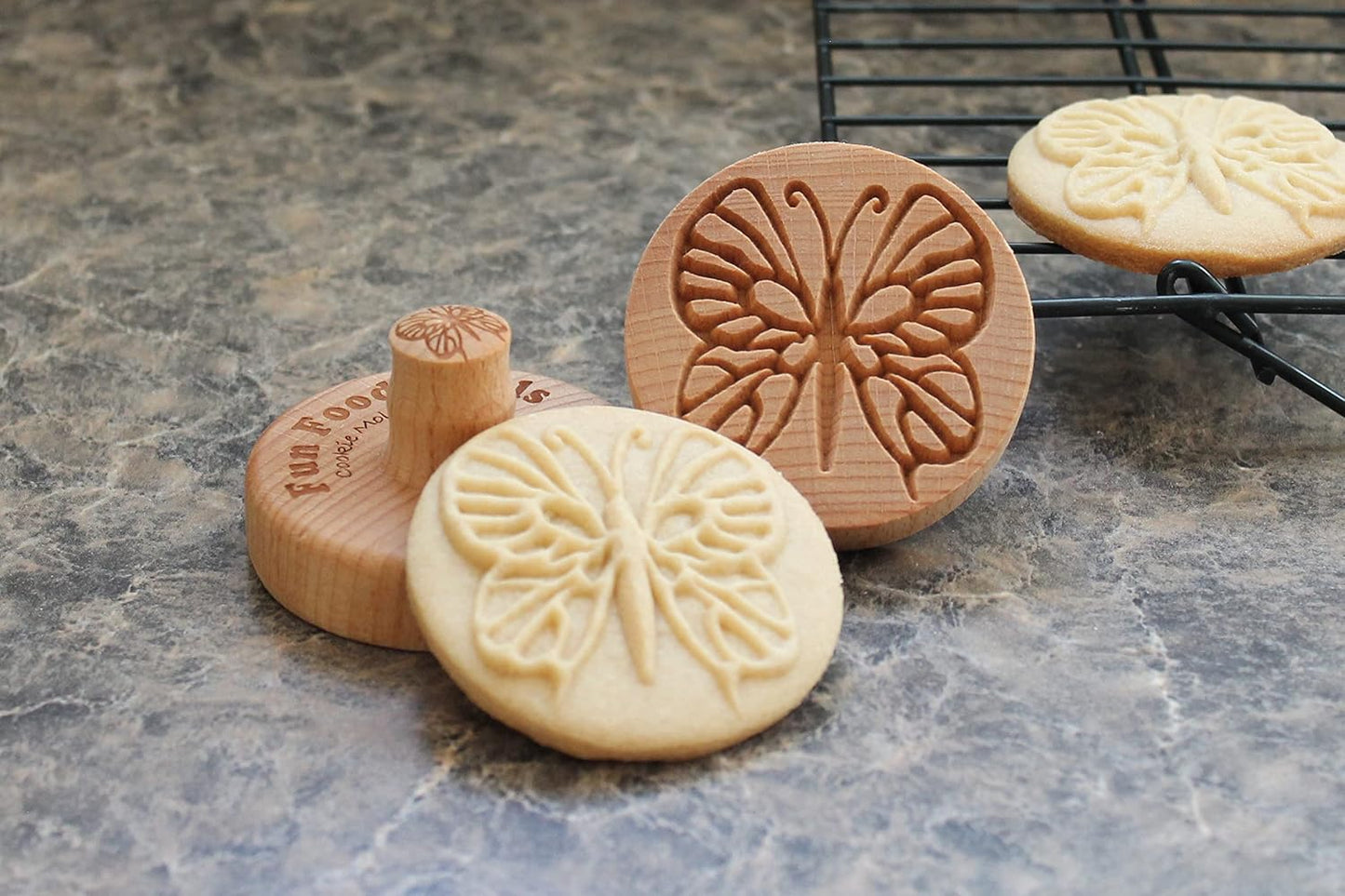 Wood Cookie Stamp, 2.5 Inch (Butterfly CS-013)