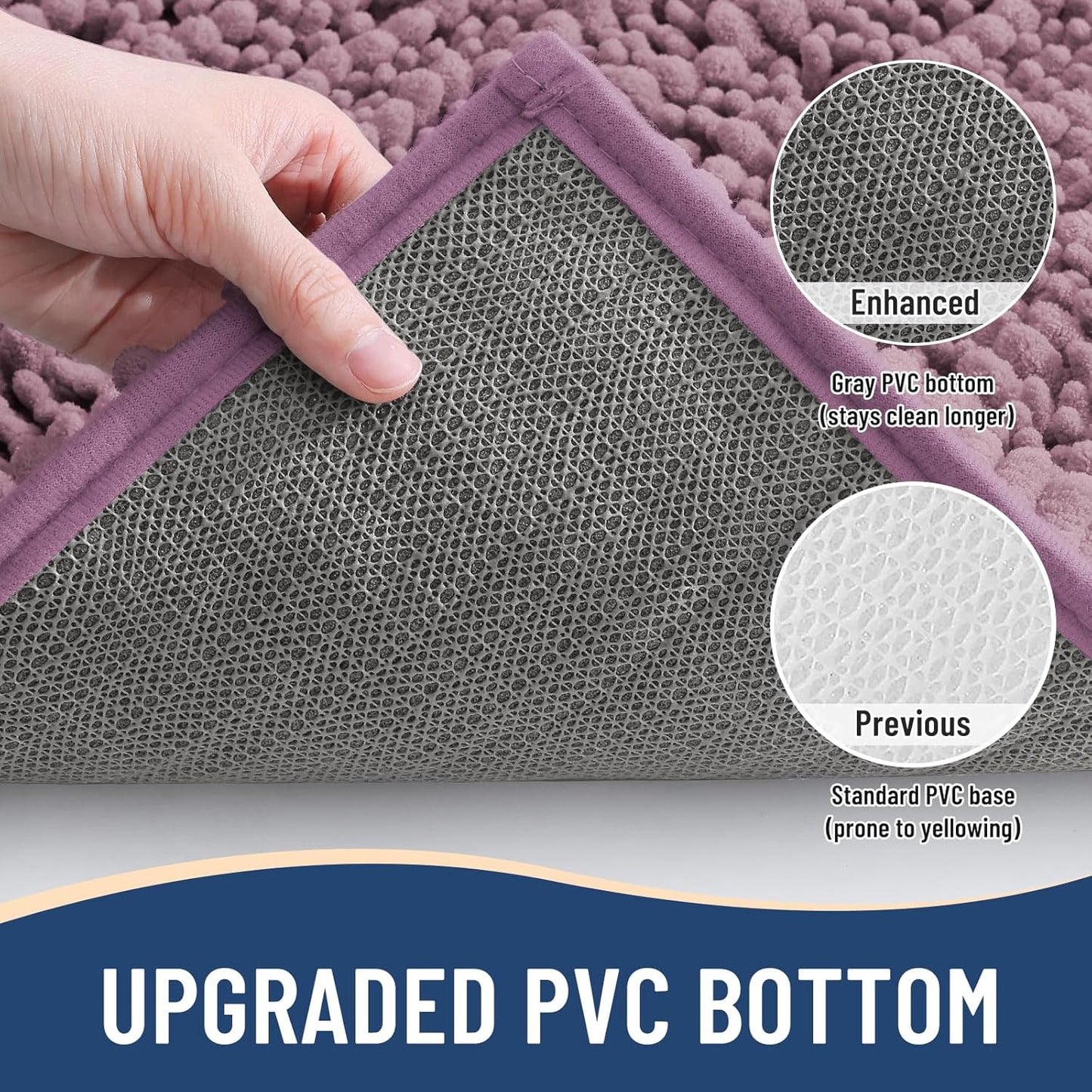 Arotive Luxury Chenille Bathroom Rug Mat, Extra Soft Thick Absorbent Shaggy Bath Rugs, Non-Slip Machine Wash Dry, Plush Bath Mats for Bathroom, Shower and Tub, 24x16, Deep Plum