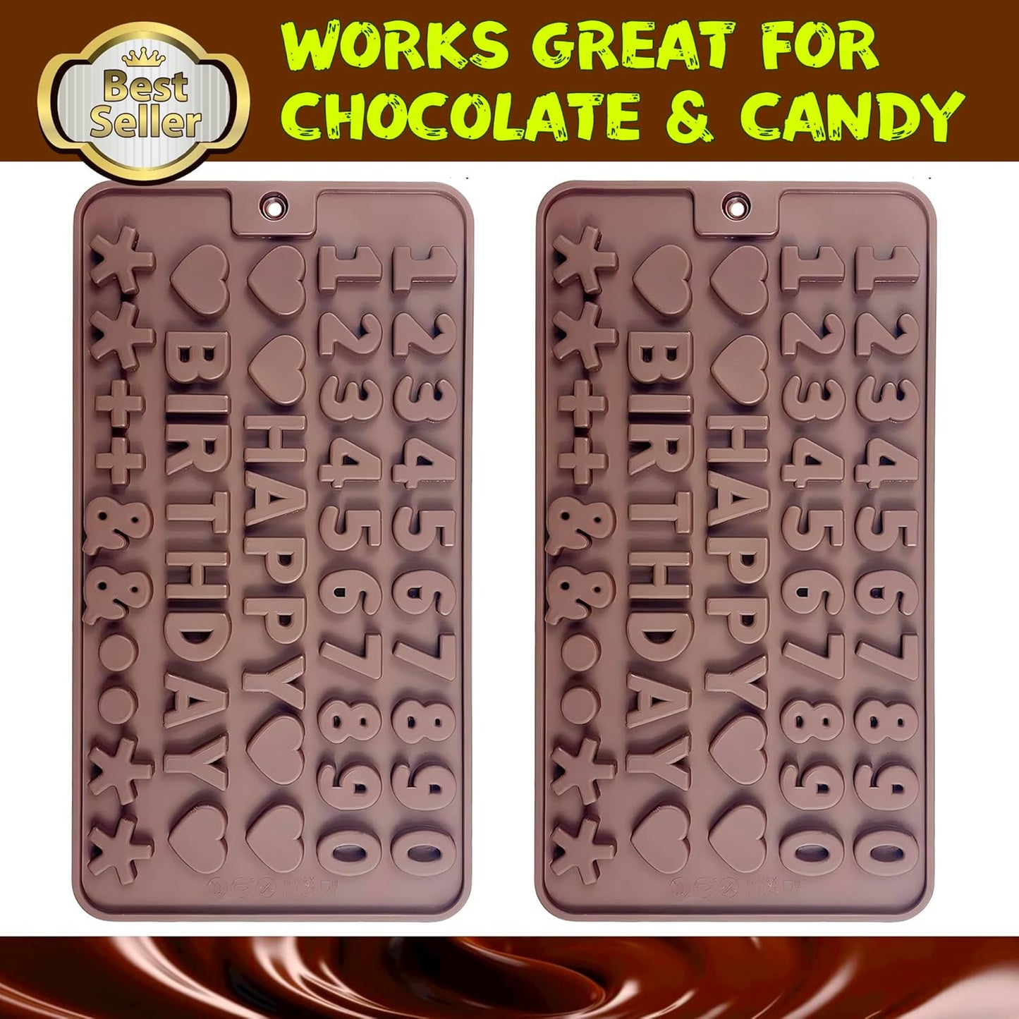 Number Chocolate Silicone Mould for DIY Candies or Fondant - 4 Pack…