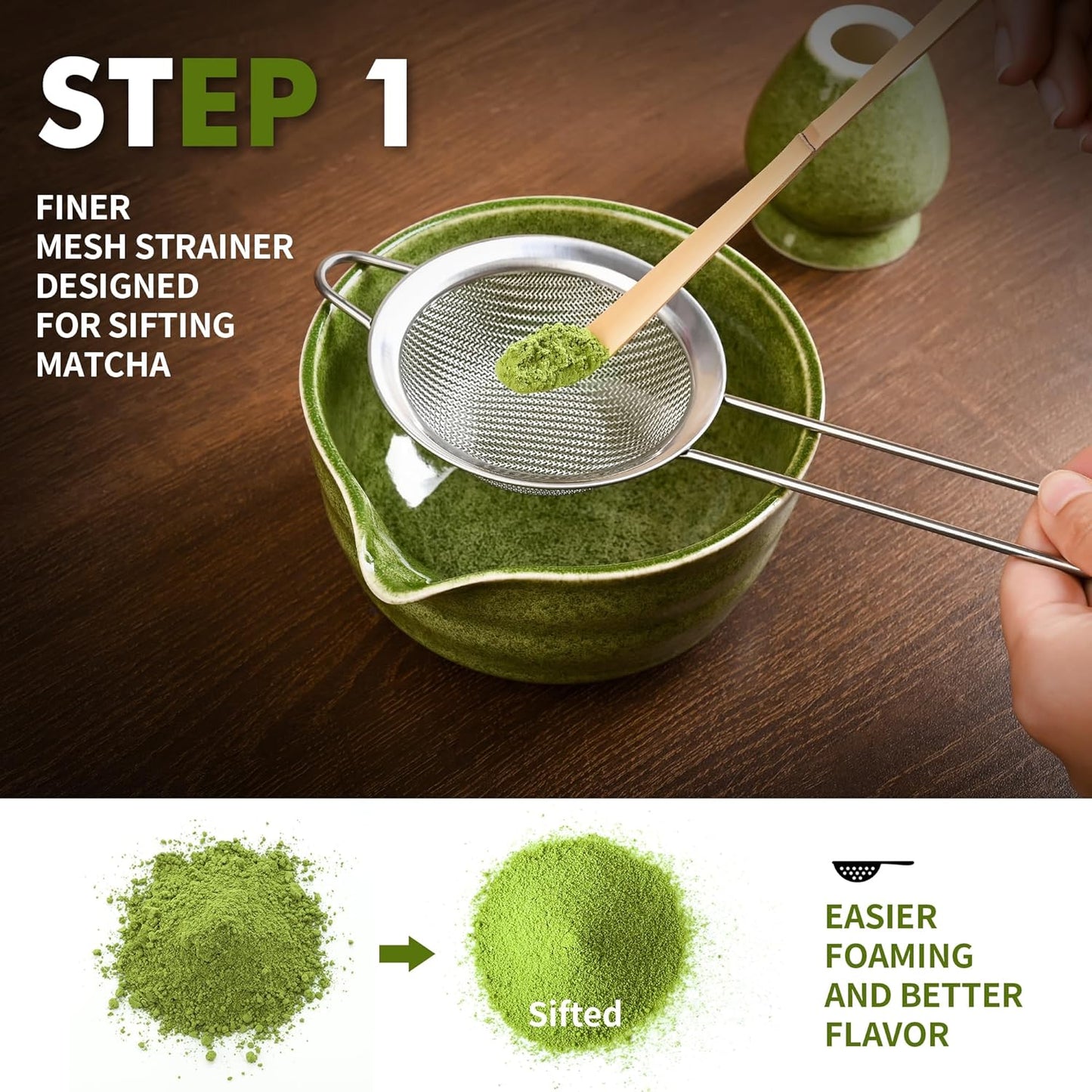 Matcha Whisk Set-Japanese Matcha Tea Kit includes Matcha Bowl with Spout,Matcha Whisk,Holder,Scoop,Sifter,Matcha Set for Making Matcha Latte,Tea Ceremony,Gifts for Family for Christmas Birthday