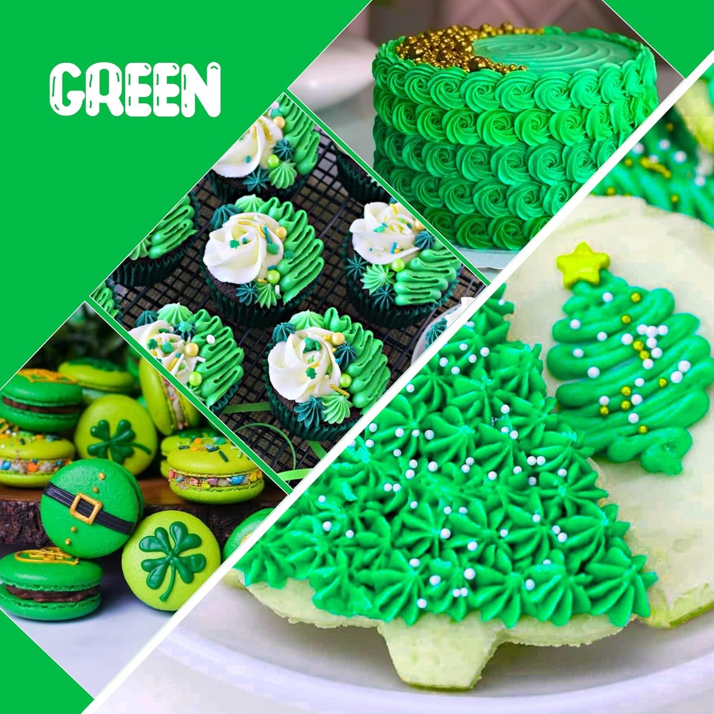 Food Coloring Liquid - Vibrant Color Food Coloring for Cake Decorating, Baking, Easter Egg, Icing - Tasteless Food Color Dye for Fondant, Cooking, Slime, Airbrush (Green, 8 Fl.oz)