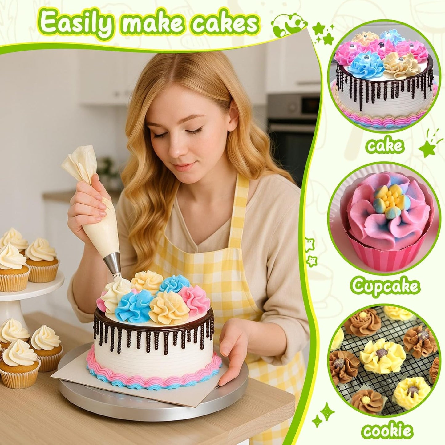 Suuker Ball Russian Piping Tips Lace Mold Pastry Cake Decorating Tool, Stainless Steel Cream Butter cream Cake DIY Baking Pastry Tools (3 Pieces)