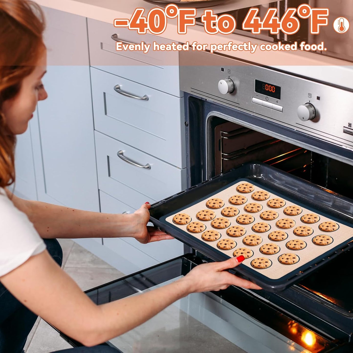 Silicone Baking Mat,Bread Baking Mats All-in-One Silicone Baking Mat Set - Kneading Mat,Non-Stick Pizza Bakeware Mat for Making Cookie,Bread,Bun,Pastry