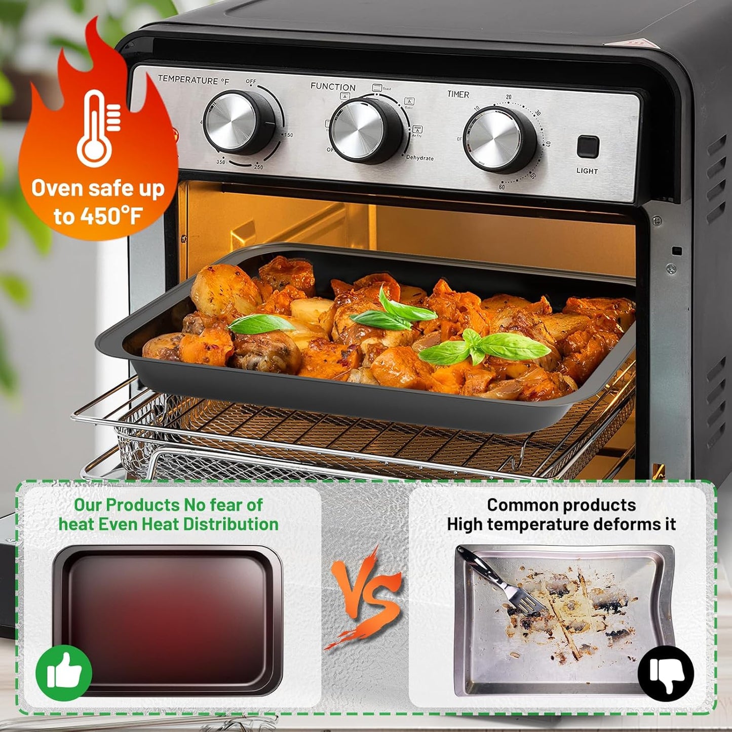 5 Pieces Baking Pans Set, Nonstick Baking Sheet Tray Oven Pans Bakeware Set, Baking Supplies with Round/Square Cake Pan, Muffin Pan, Loaf Pan, Roast Pan, Stackable Baking Sets for Cooking