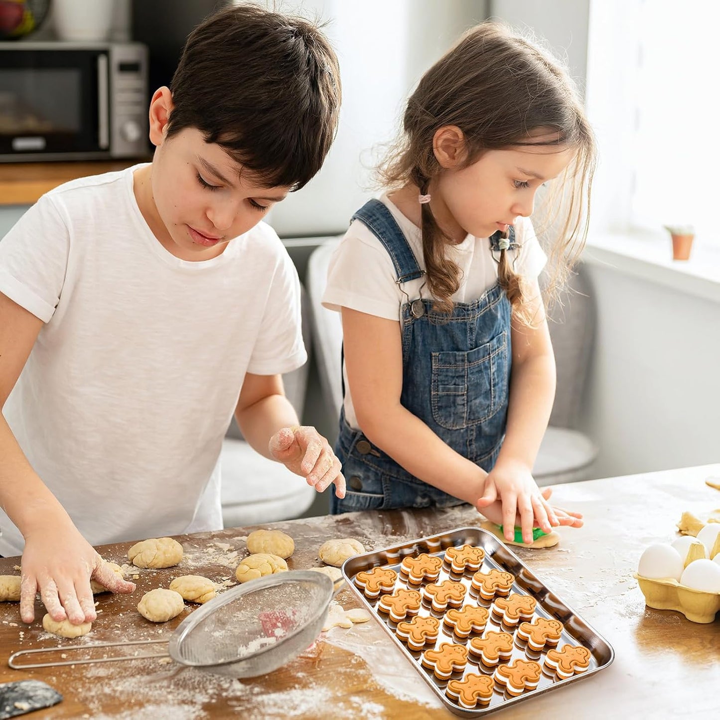 3 Pcs Baking Sheet Pan Set 9 x 6.7 x 1 Inches Cookie Sheet Small Toaster Oven Stainless Steel Tray Barbecue Grill Rectangle Trays, Non-stick, Easy Clean