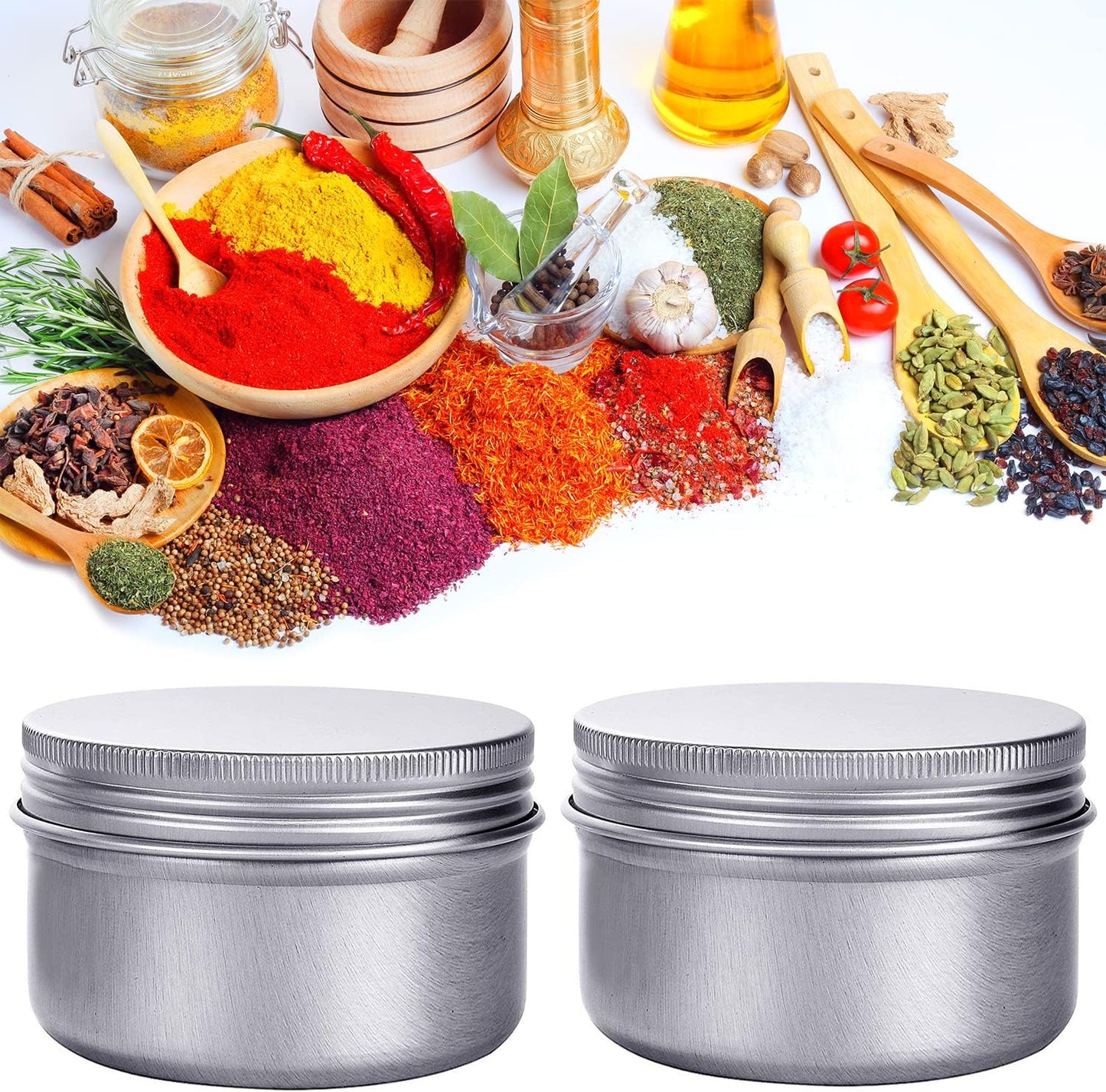 6 Ounce Aluminum Cans 180 mL Screw Lid Metal Storage Tins Containers for Storing Spices, Candies, Lip Balm, Candles, 12 Pcs.