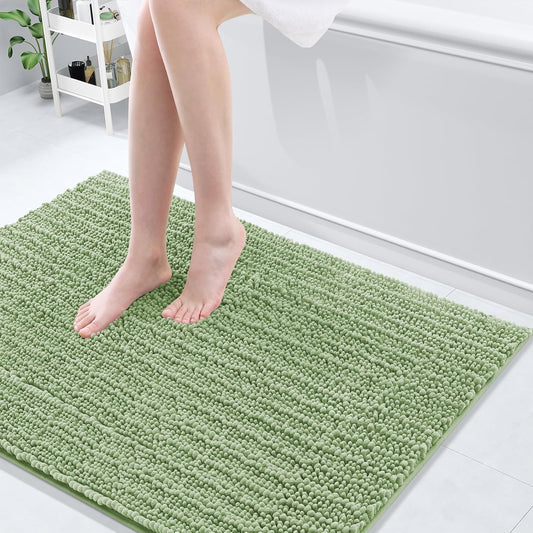 Arotive Luxury Chenille Bathroom Rug Mat, Extra Soft Thick Absorbent Shaggy Bath Rugs, Non-Slip Machine Wash Dry, Plush Bath Mats for Bathroom, Shower and Tub, 40x32, Sage Green