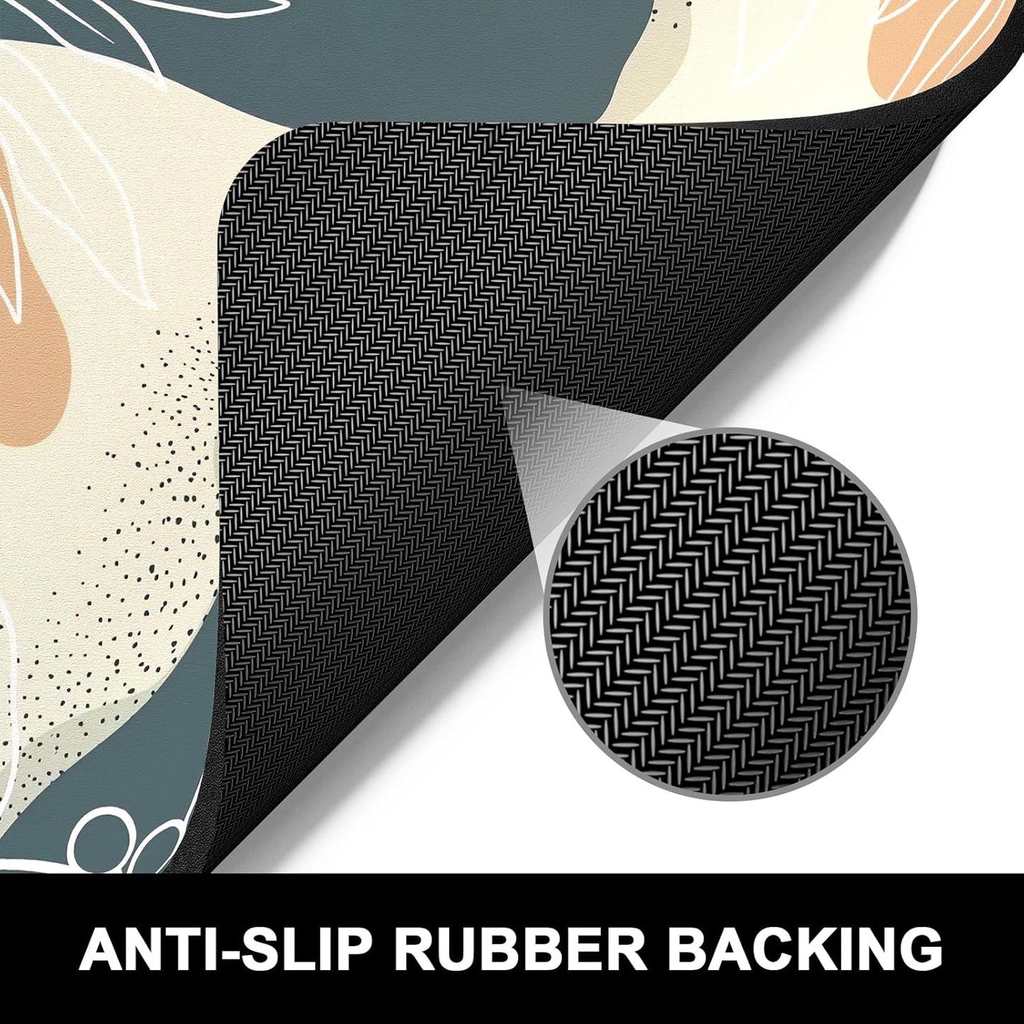 Rnivvi Dish Drying Mat for Kitchen Counter, 16 x 18" Cute Boho Theme Absorbent Heat Resistant Drying Pad with Non-slip Rubber, Coffee Bar Mats for Coffee Machine Dish Rack, Abstract Leaves