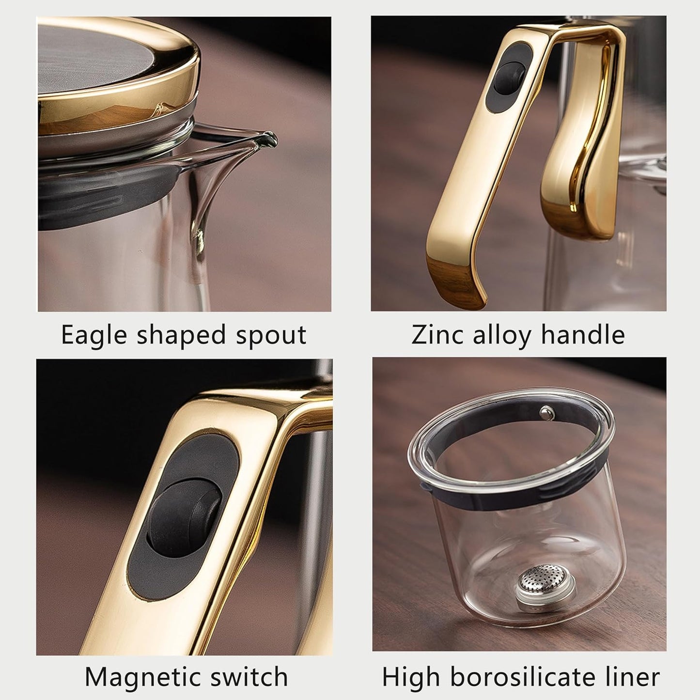 25.4oz Magnetic Glass Teapot Set with 60.9oz Cast Iron Tea Kettle for Stovetop, Small Enchanted Brewing Tea Pot, Witchcraft Magic Borosilicate Tea Set with Strainer for Loose Leaf