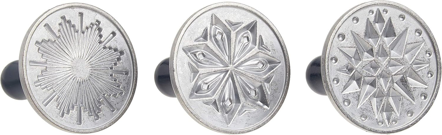 Nordic Ware Starry Night Cast Cookie Stamps, 3-inch rounds, Silver