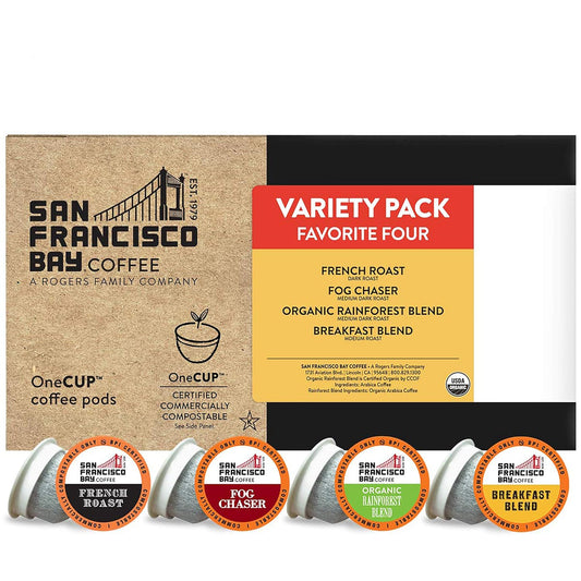 San Francisco Bay Compostable Coffee Pods - Original Variety Pack (120 Ct) K Cup Compatible including Keurig 2.0, French, Breakfast, Fog, Organic Rainforest