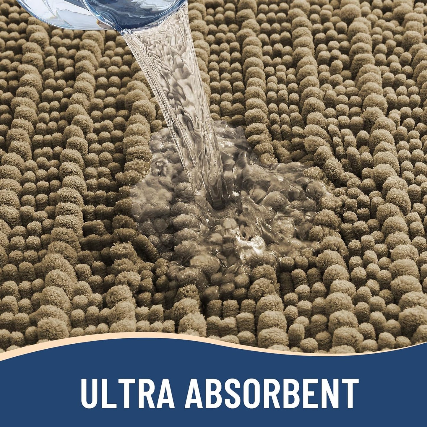 Arotive Luxury Chenille Bathroom Rug Mat, Extra Soft Thick Absorbent Shaggy Bath Rugs, Non-Slip Machine Wash Dry, Plush Bath Mats for Bathroom, Shower and Tub, 47x32, Camel