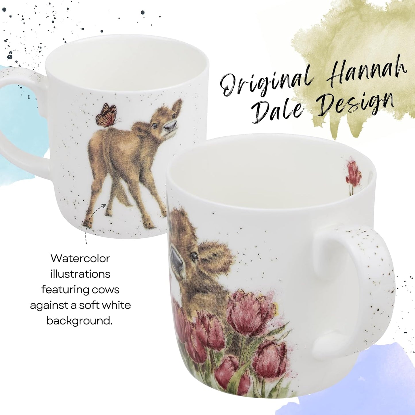 Royal Worcester Wrendale Designs Bessie Cow Mug | 14 Ounce Large Coffee Mug with Cow Design | Made from Fine Bone China | Microwave and Dishwasher Safe