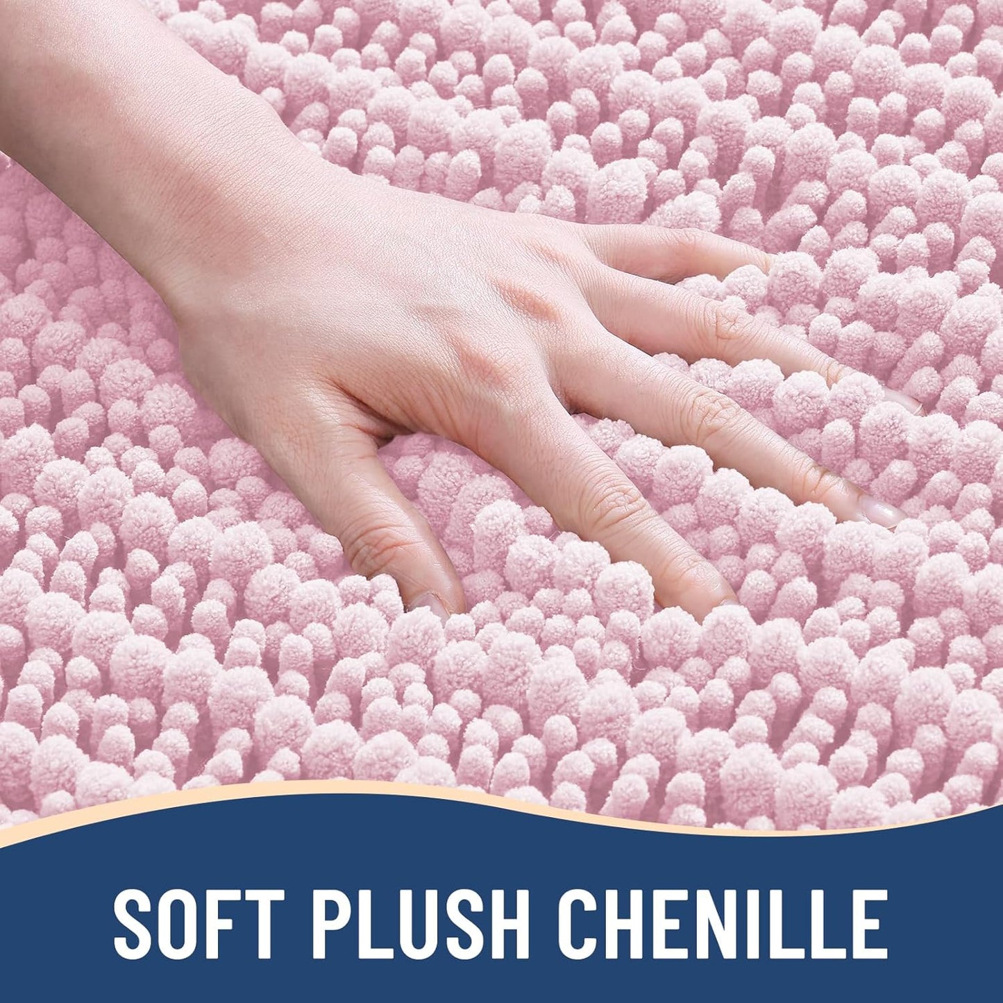 Arotive Luxury Chenille Bathroom Rug Mat, Extra Soft Thick Absorbent Shaggy Bath Rugs, Non-Slip Machine Wash Dry, Plush Bath Mats for Bathroom, Shower and Tub, 30x17, Pink