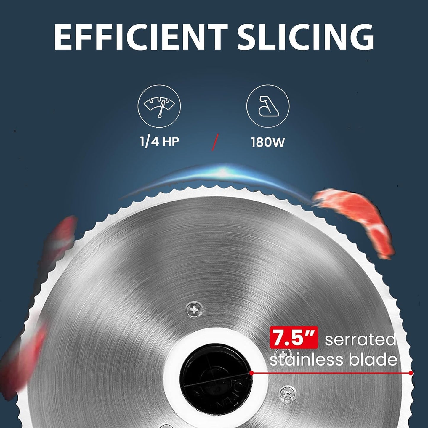 TOOGOOD 7.5" Meat Slicer, Electric Food Slicer Machine with Removable Stainless Steel Blade, Deli Food Slicer for Home Use, Slicing Frozen Meat,Hard Cheese, Ham and Deli,Black