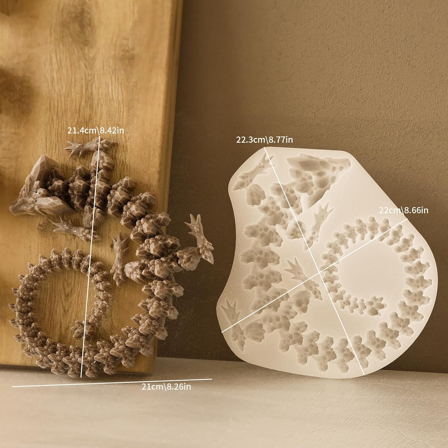 Diamond Dragon 3D Animal Dinosaur Mold - Round and Long Dragon, Animal and Dinosaur Silicone and Resin Casting Mold for Candle Making and Home Decor