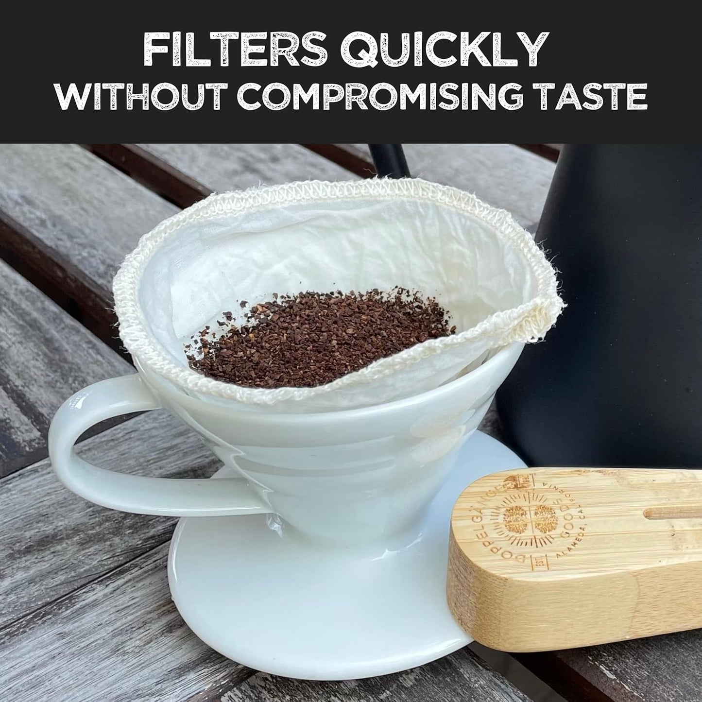 (2-Pack) Reusable Organic Cotton Cone #2 Coffee Filter — Cloth Filters for Coffee Dripper, Pour Over Coffee Dripper & Coffee Makers that Use 2-6 Cup Cone Coffee Filters
