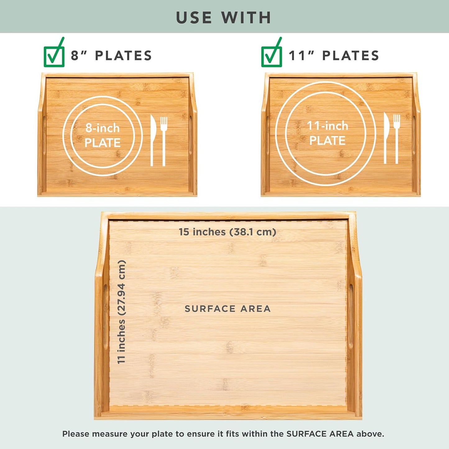 ROSSIE HOME Bamboo Wood Bed Tray, Lap Desk - Set of Two - with Hyacinth Storage Basket - Natural - Fits up to 15.6 Inch Laptops - Style No. 70107