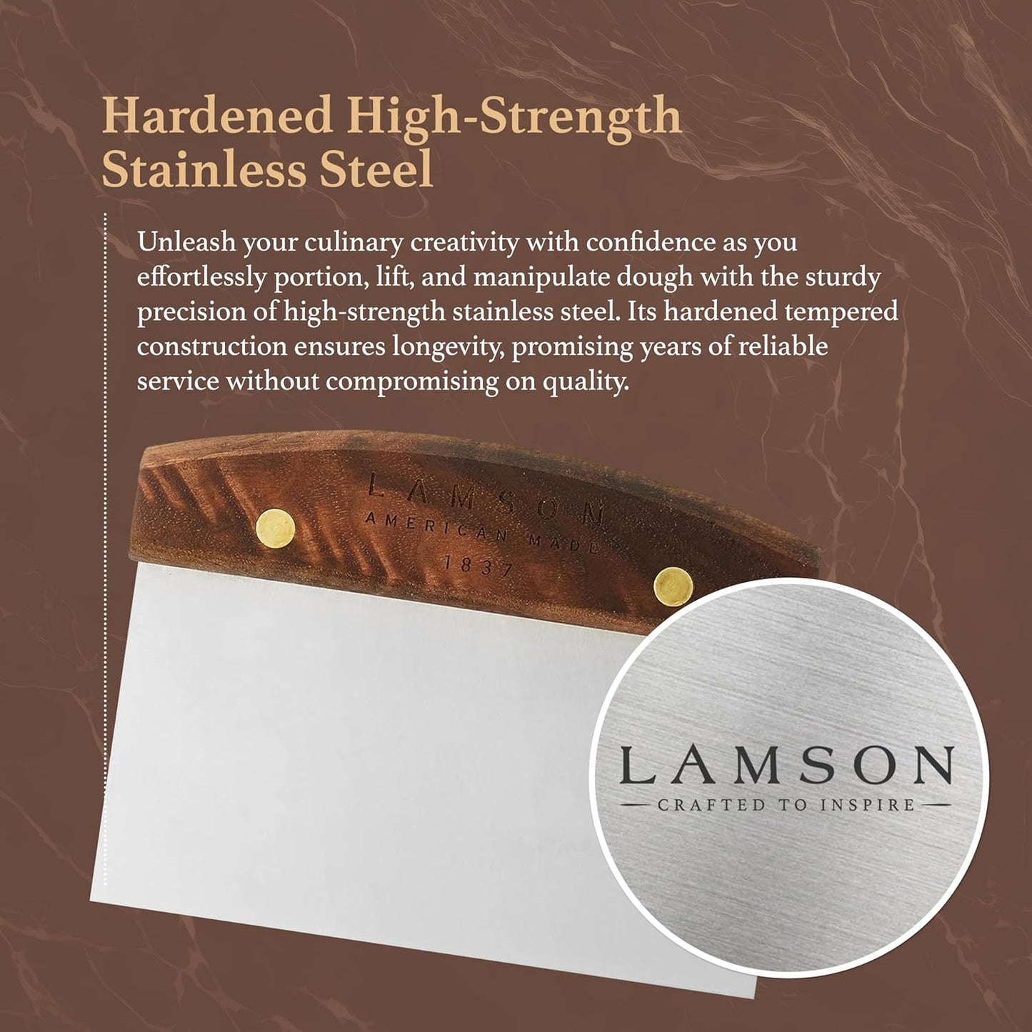 Lamson 3" x 6" Dough (Bench) Scraper and 3' x 6" Chef's Slotted Turner with Walnut Handle - Right-Hand