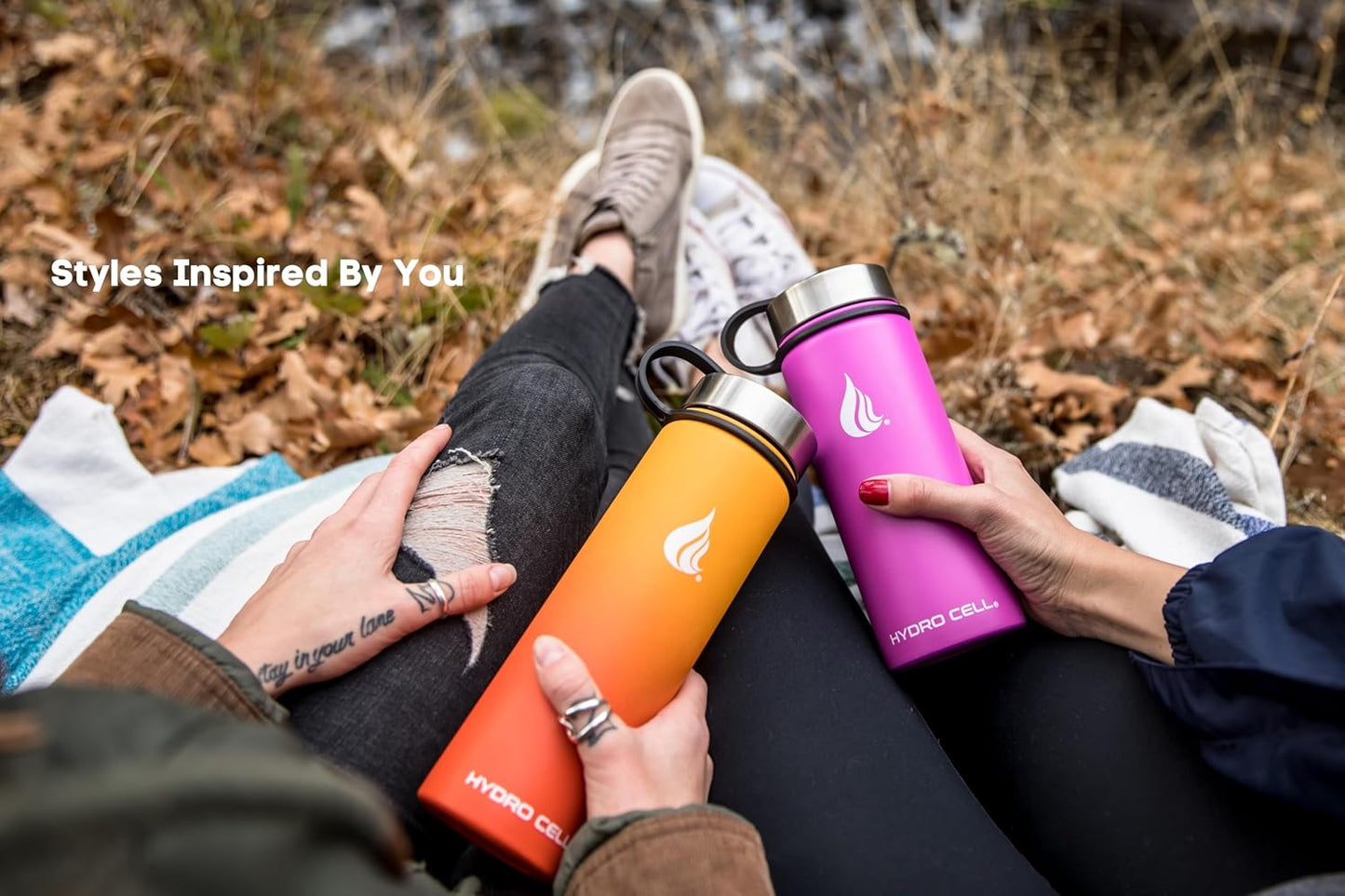 HYDRO CELL Stainless Steel Insulated Water Bottle with Straw - For Cold & Hot Drinks - Metal Vacuum Flask with Screw Cap and Modern Leakproof Sport Thermos for Adults (Fuchsia 18oz)