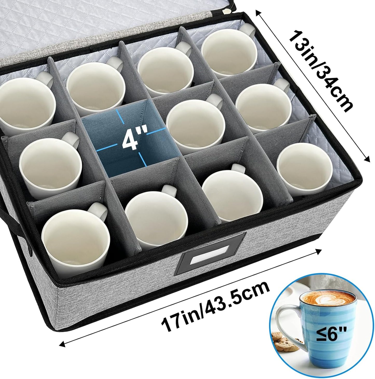 China Storage Containers, Hard Shell with Felt Dividers for Plates, Moving Boxes for Dishes, Cups, Mugs, Tableware Moving Supplies for Kitchen Organization- 5-Piece Set