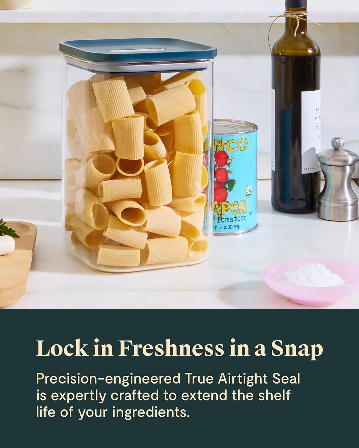 Caraway 4qt Glass Airtight Food Storage Container with Lid – Non-Toxic, BPA-Free Kitchen Storage Container – Stackable, Space-Saving Airtight Container for Dry Goods and More - Sage