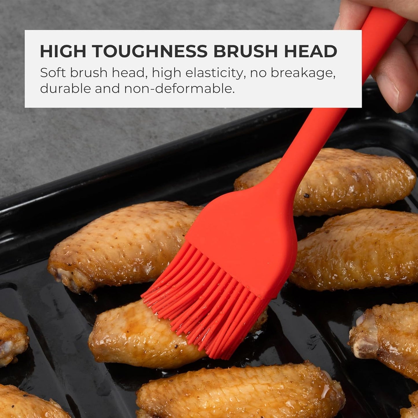 Elihome Mini Silicone Basting Pastry Brush, Cooking Brush for Oil Sauce Butter Marinades, Food Brushes for BBQ Grill Kitchen Baking, Baster Brushes Baste Pastries Cakes Meat Desserts, Food Grade, Red