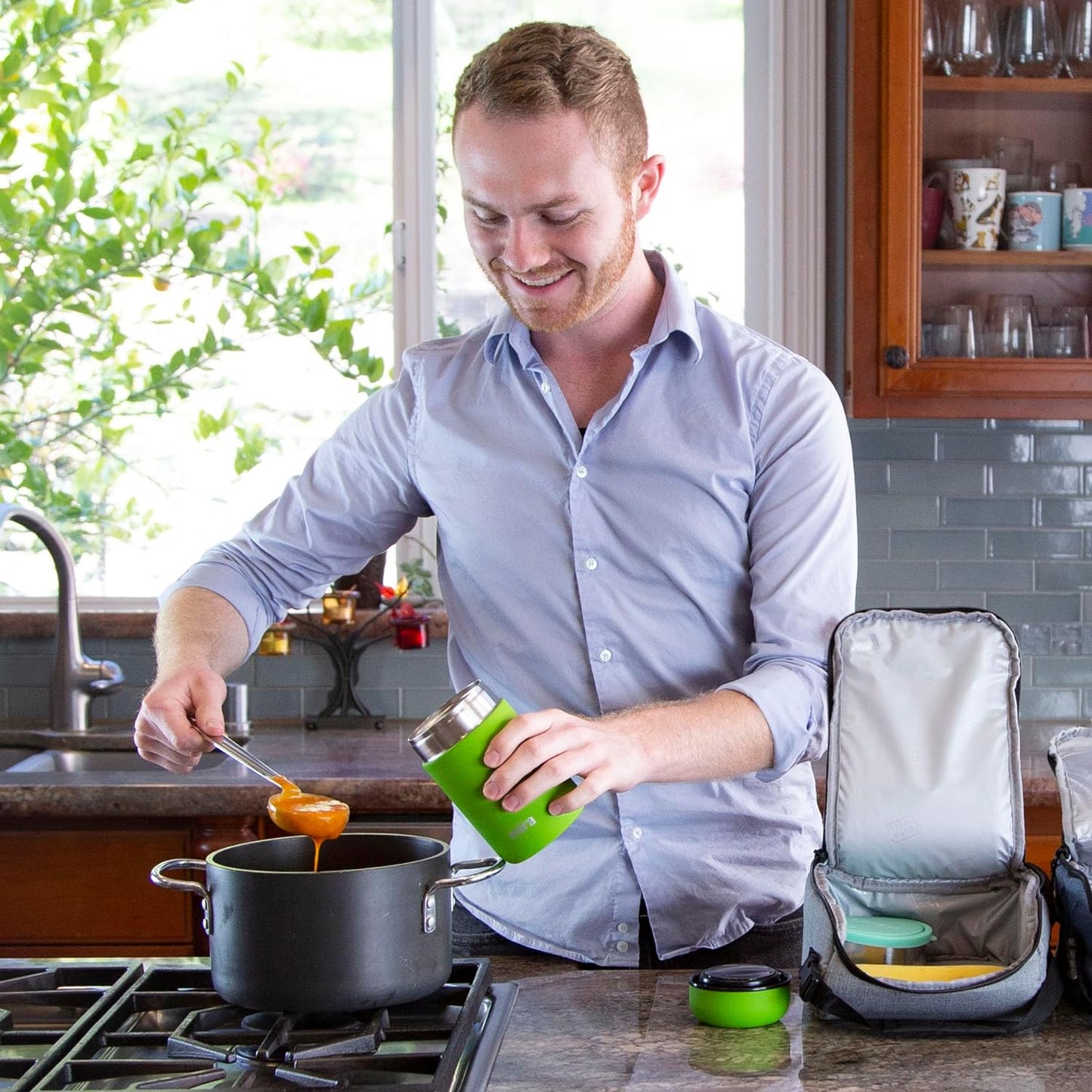 MIRA 2 Pack Insulated Food Jar Thermos for Hot Food & Soup, Compact Stainless Steel Vacuum Lunch Container, 13.5 oz, Sky, Denim