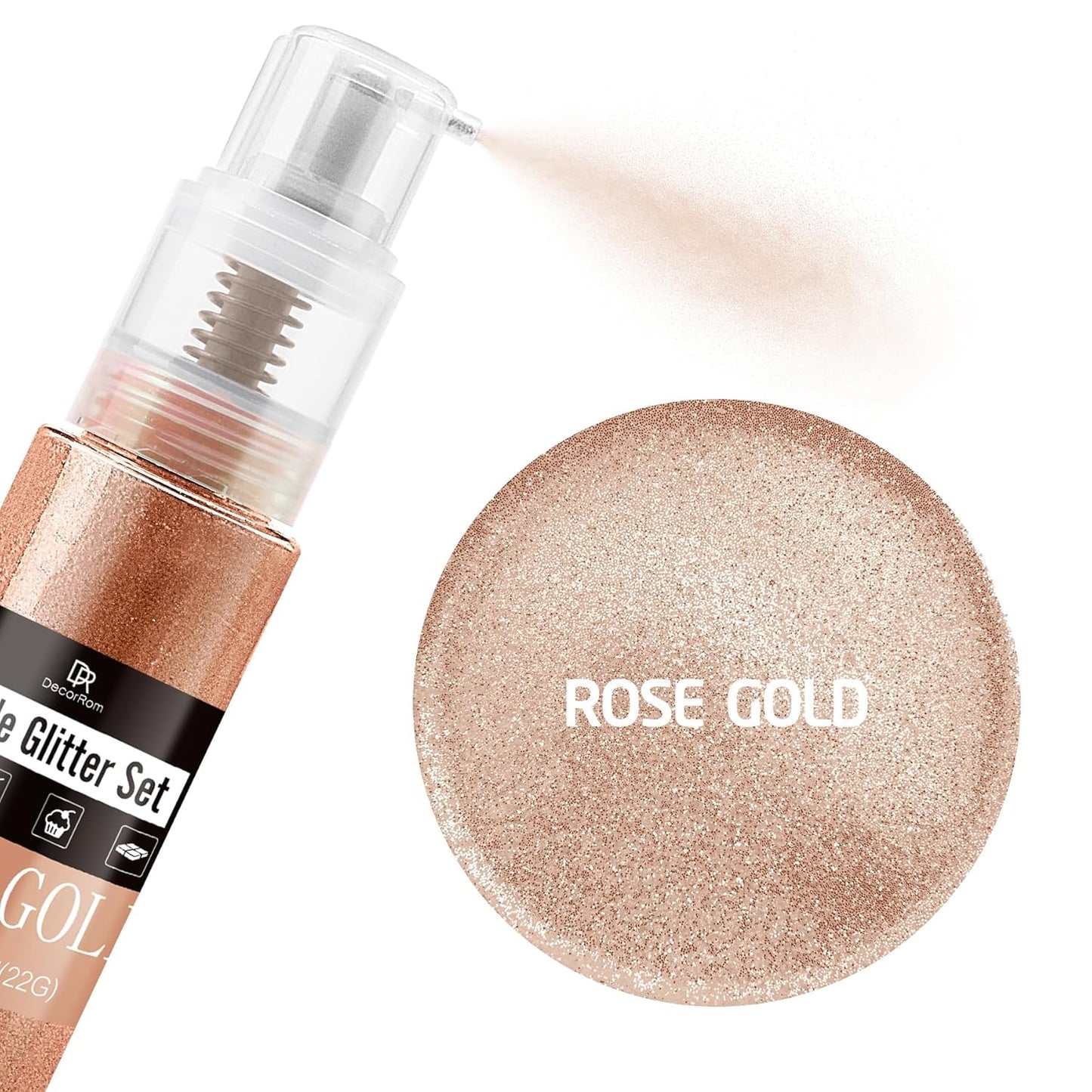 Edible Glitter Spray - 3/4oz Luster Dust Edible Food Grade Glitter Shimmer Dust Powder for Cocktails, Drinks, Cake Decorating - Metallic Food Coloring Powder for Wine, Candy, Cookie, Icing (Rose Gold)