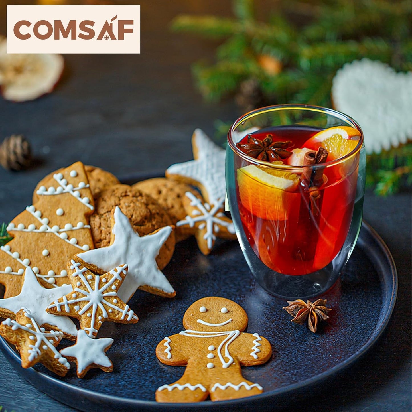 ComSaf glass coffee cups 12 oz, latte cup Set of 2, Double Walled Glass Coffee Mugs, clear coffee mug for Americano, Lungo, Mocha, Machiato,Cappuccino, Ideal Gift for Christmas, Birthday